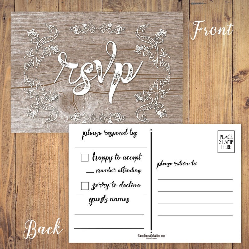 Stonehouse Collection | 40 Blank Rustic - Wood RSVP Postcards - 4 x 6 Postcards - Great For Weddings, Baby Showers, Birthdays, (Rustic Wood) - Image 4